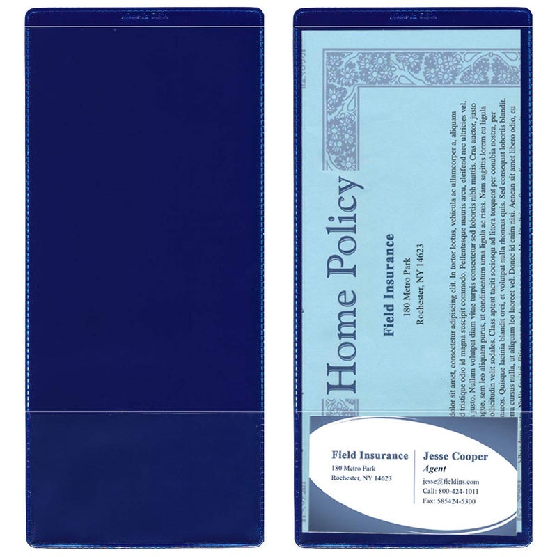 StoreSMART - Plastic Policy/Lotto Ticket Holders with Business Card Pocket - Single Unit - INS30-NB-1 Navy Blue